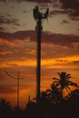 A Cell Site  Tower during  Sunset