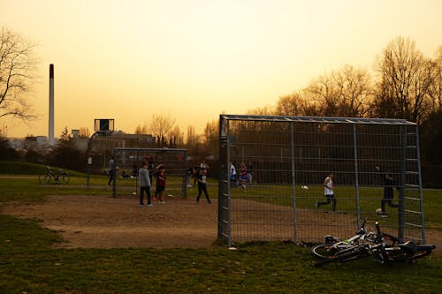 Free stock photo of golden sunset, kids, playball