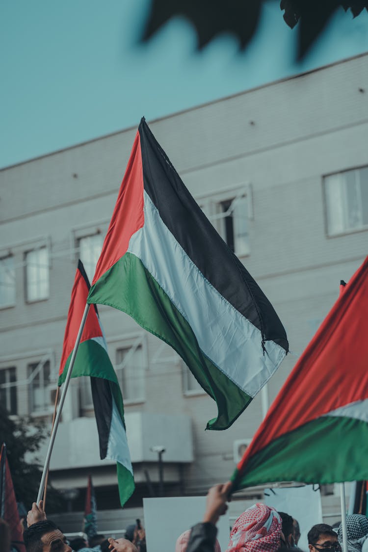 Close-Up Shot Of Palestinian Flags