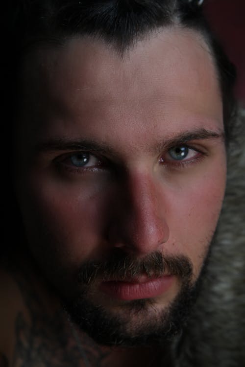 Free A Close-Up Shot of a Bearded Man with Blue Eyes Stock Photo