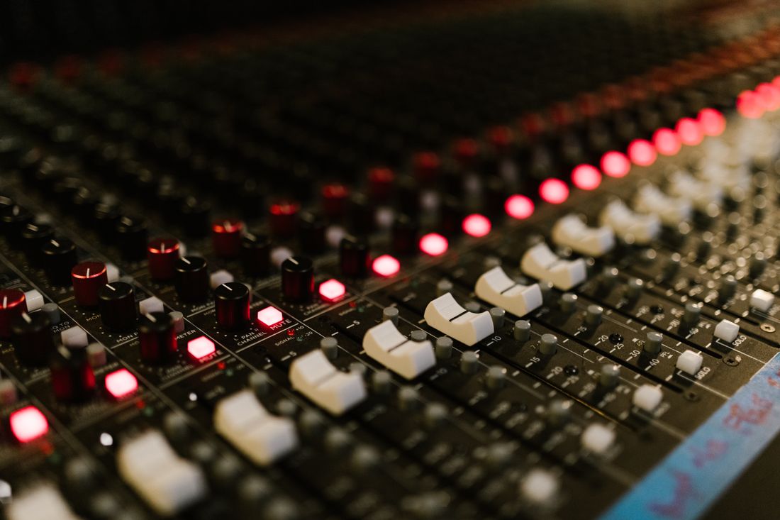 Close-up of recording console