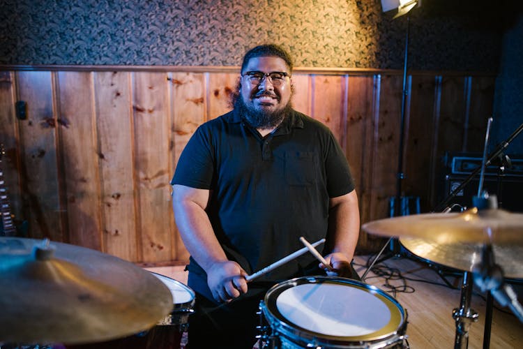 A Drummer In A Recording Studio