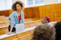 A Woman Standing in a Classroom