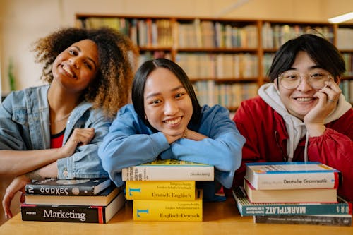 Smiling Students in Library