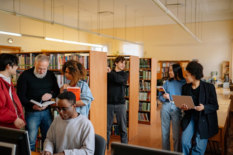 People Inside The Library