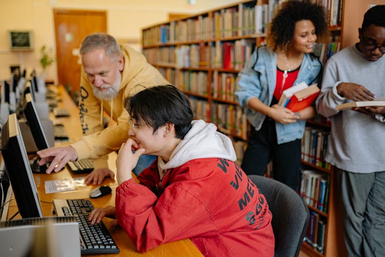 People Inside The Library