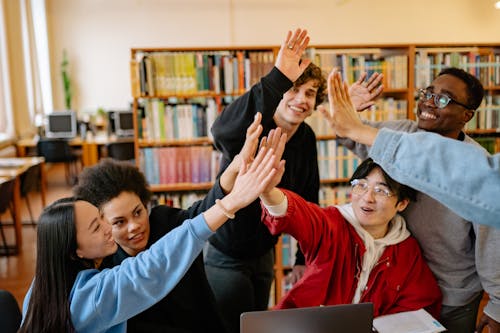 Foto d'estoc gratuïta de amics, biblioteca, companys de classe