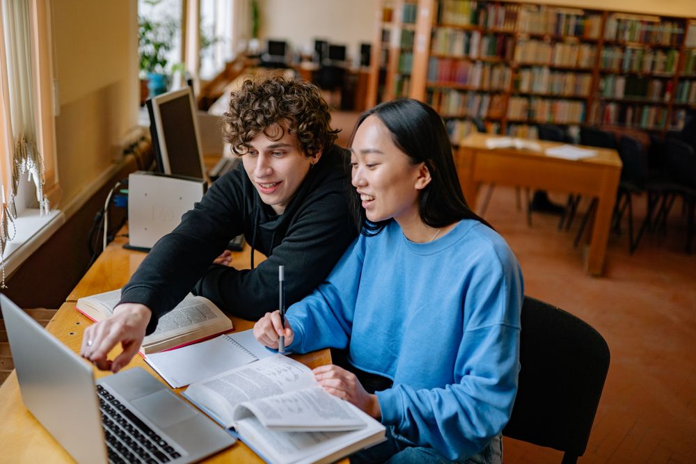 Students studying together for a study visa