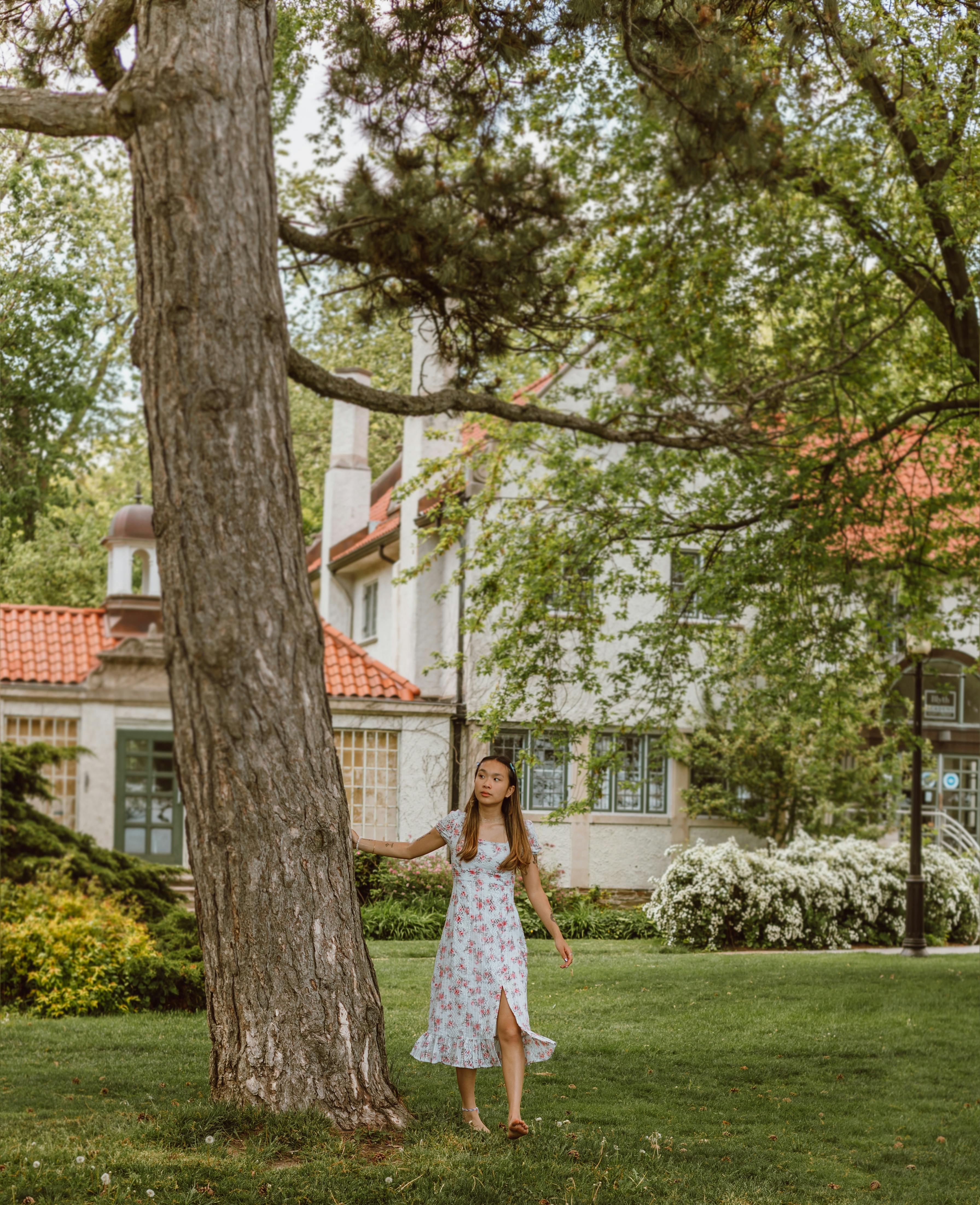 A Woman Walking Under a Big Tree · Free Stock Photo
