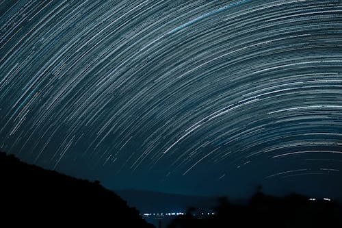 Star Field in Long Exposure in the Night Sky 