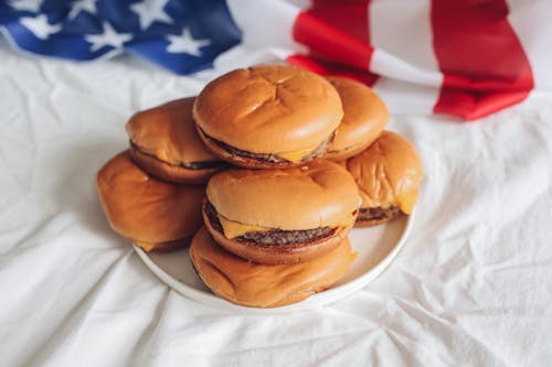 Hamburgers on a White Plate