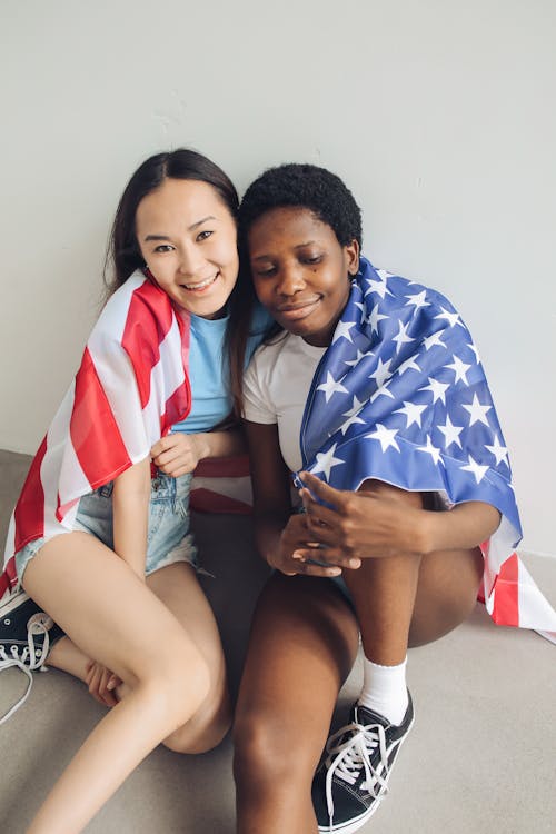 Flag on Women's Shoulders