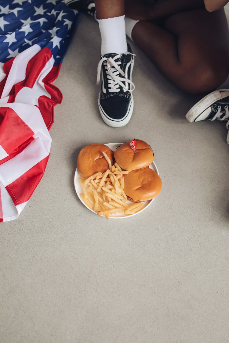 Burgers And Fries On A Plate