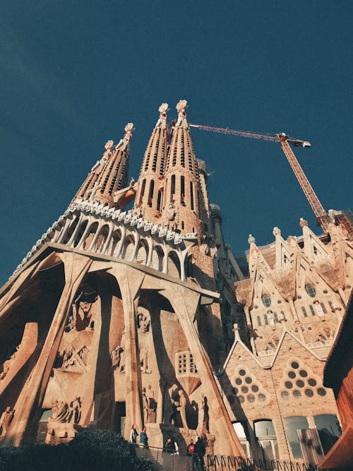 Low Angle Shot of La Sagrada Familia, Barcelona, Spain