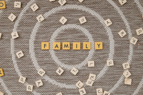 Family Text on Brown Surface