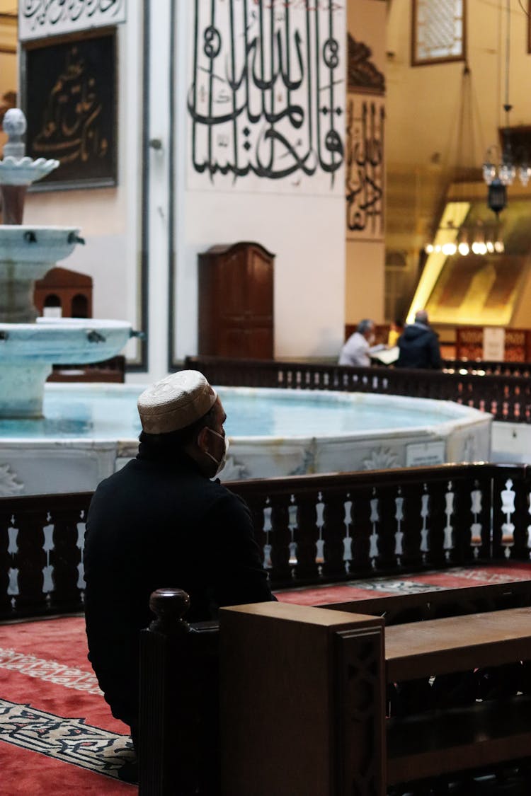 Muslim Man Praying In Mosque