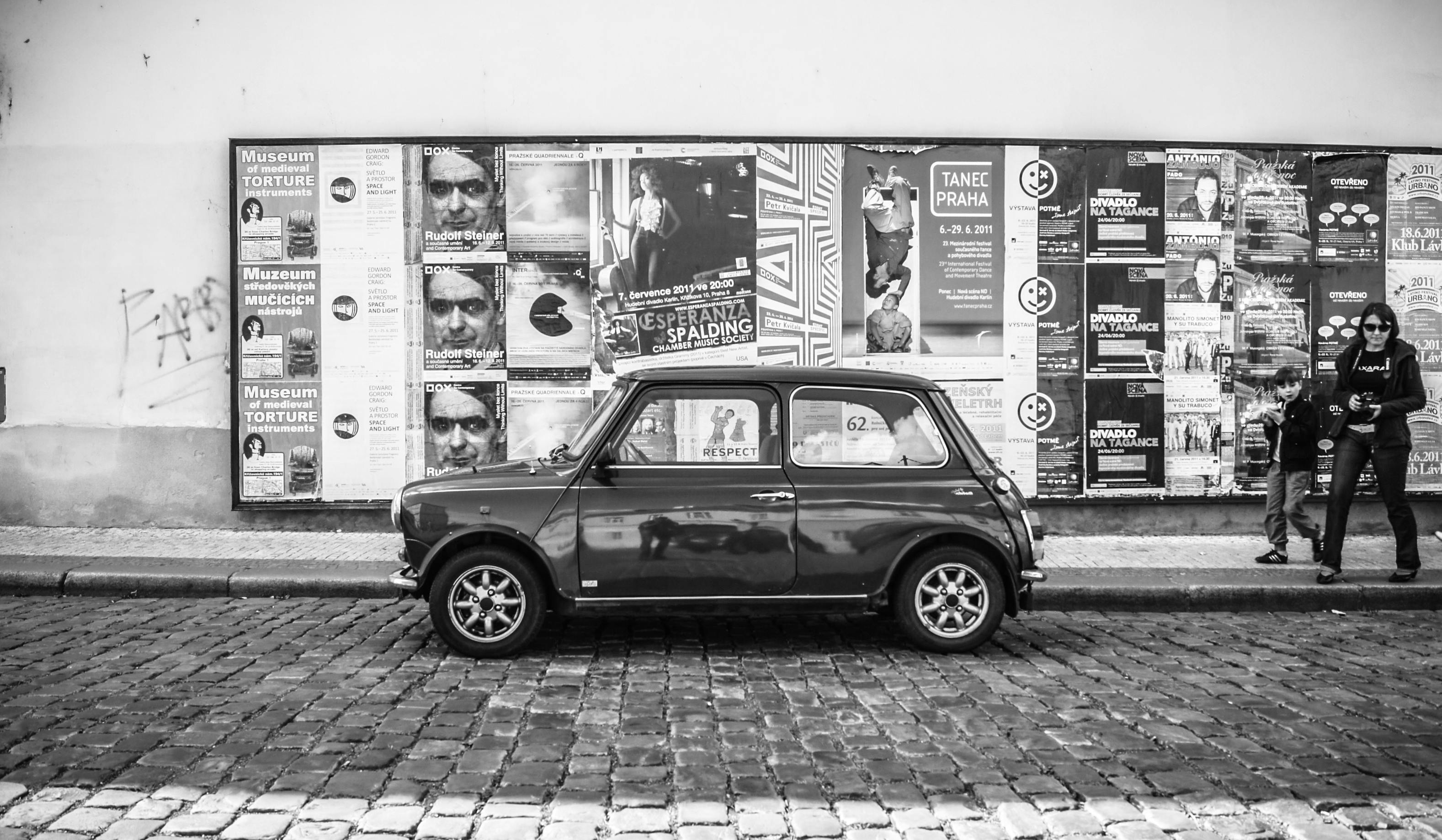 Free stock photo of black and white, car, mini