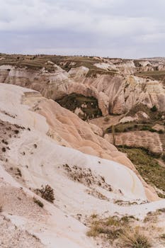 A stunning aerial view of eroded sandstone formations in a desert landscape, showcasing nature's beauty.