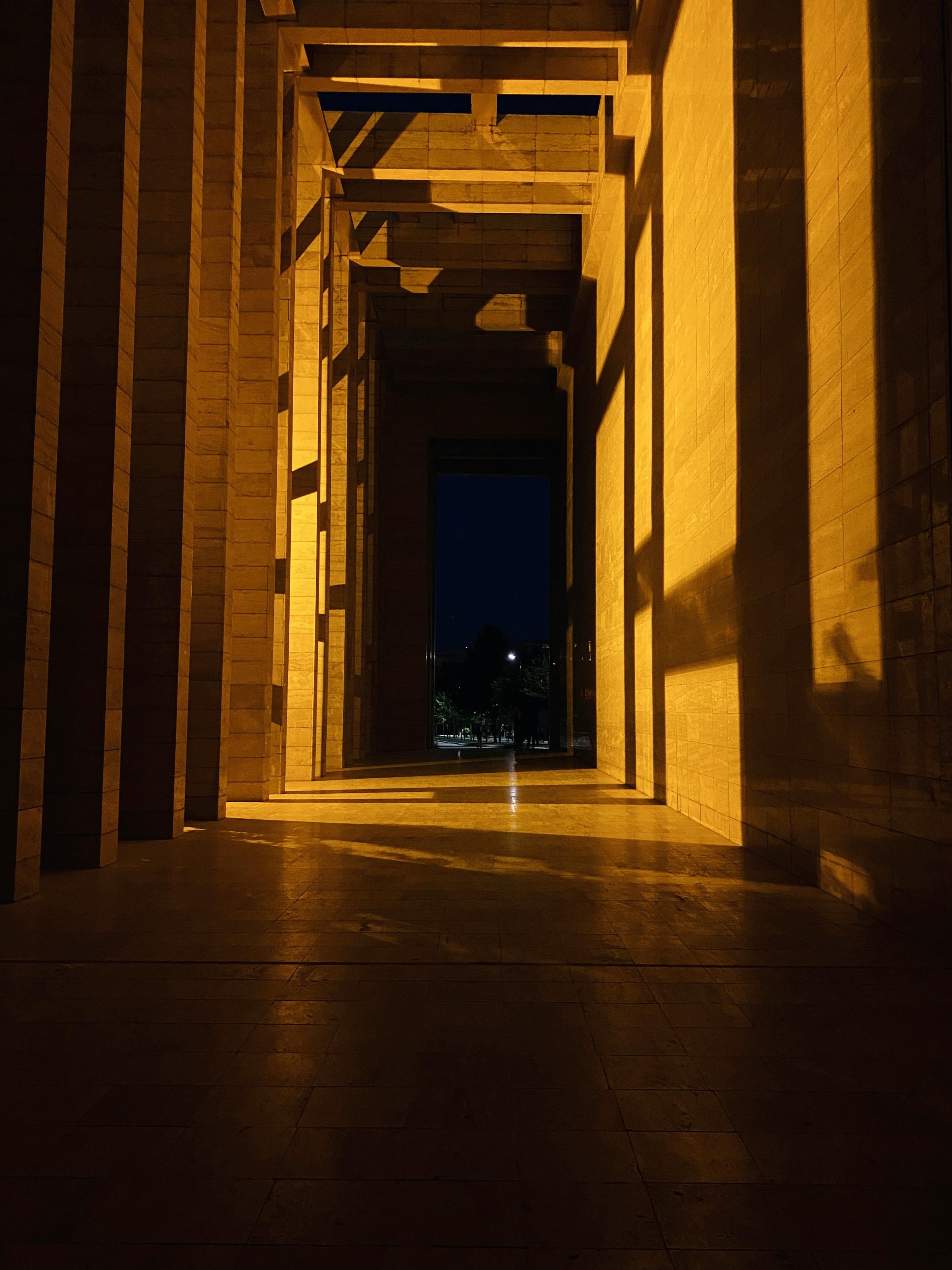 classic building with columns in city