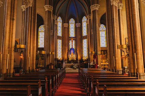 Foto d'estoc gratuïta de arquitectura, bancs, catedral