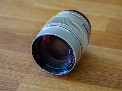 Blue and Black Camera Lens in Close Up Shot