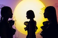 Silhouette of Woman and Man Kissing