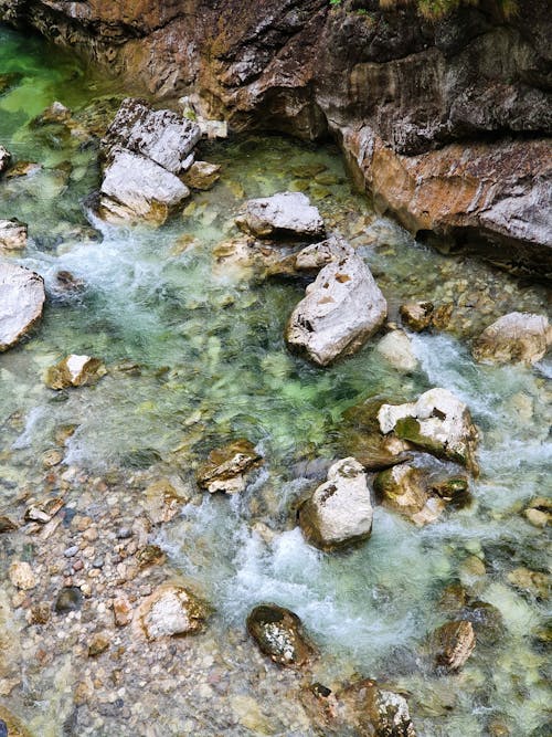 Brown and Gray Rocks on River