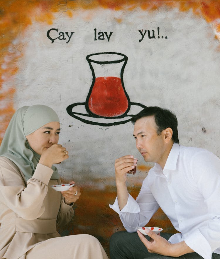 Couple Drinking Tea On A Date