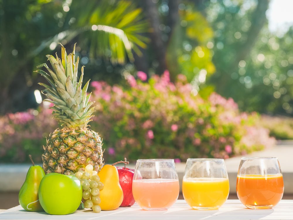 Healthy Fruit Juices in Glasses