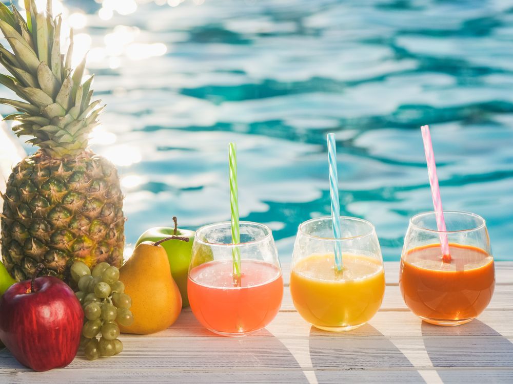 Glasses of fruit drink on a table (placeholder photo)