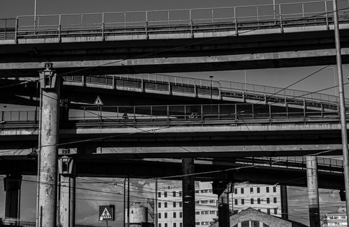 Free Black and white photo of intricate urban viaducts and structures, highlighting industrial design. Stock Photo