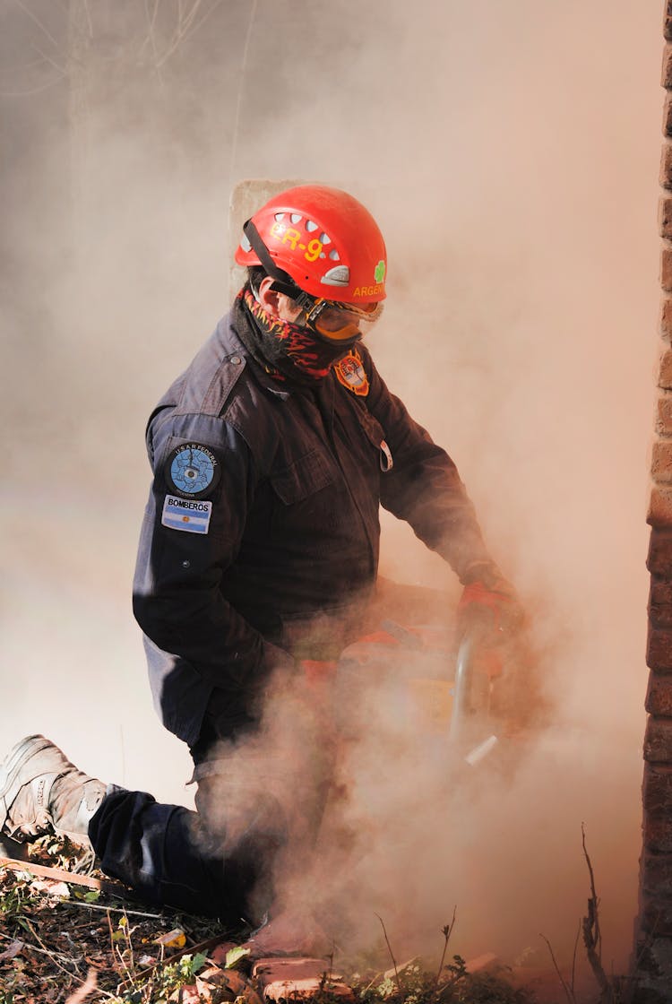 Firefighter Putting Out Fire 