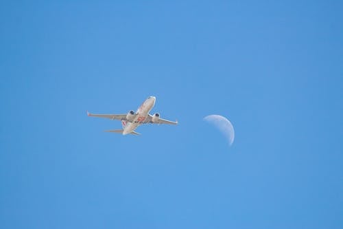 免费 月亮, 航空器, 藍天 的 免费素材图片 素材图片