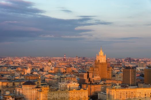 Clouds above the City of Moscow During Sunset