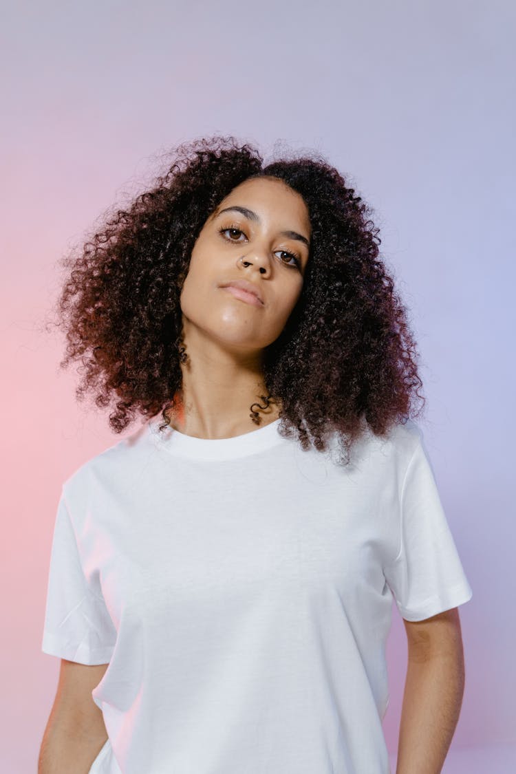 A Woman Wearing A Plain White Shirt