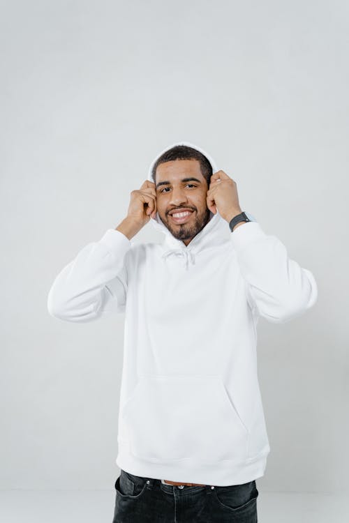 Guy in white hoodie Clearance
