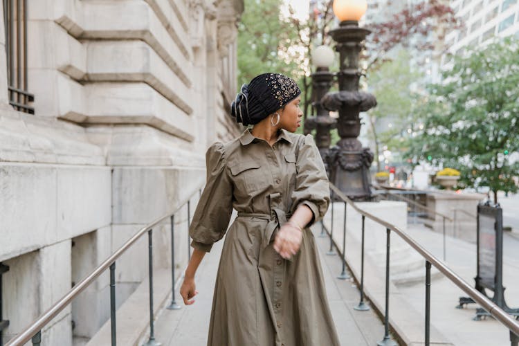 Woman In A Dress Walking