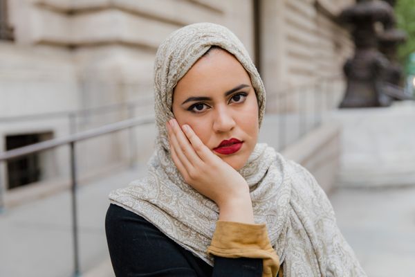 Portrait in hijab, urban setting