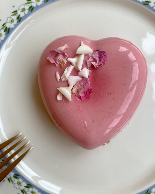 Photo of a Heart-Shaped Cake on a Plate