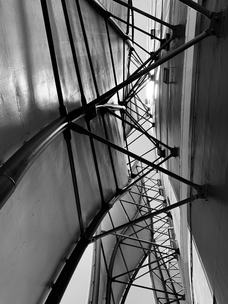 Black And White Low Angle View Photo Of Construction Beams