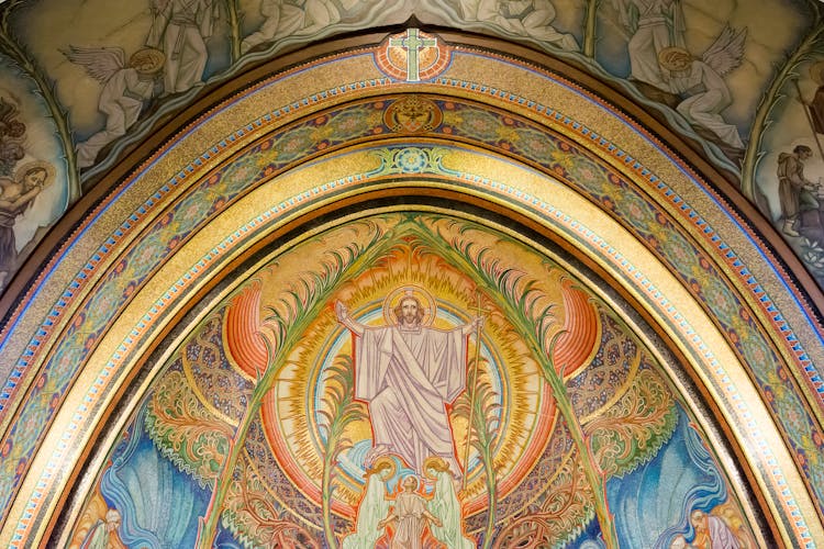 Colorful Fresco Of Jesus On Church Wall