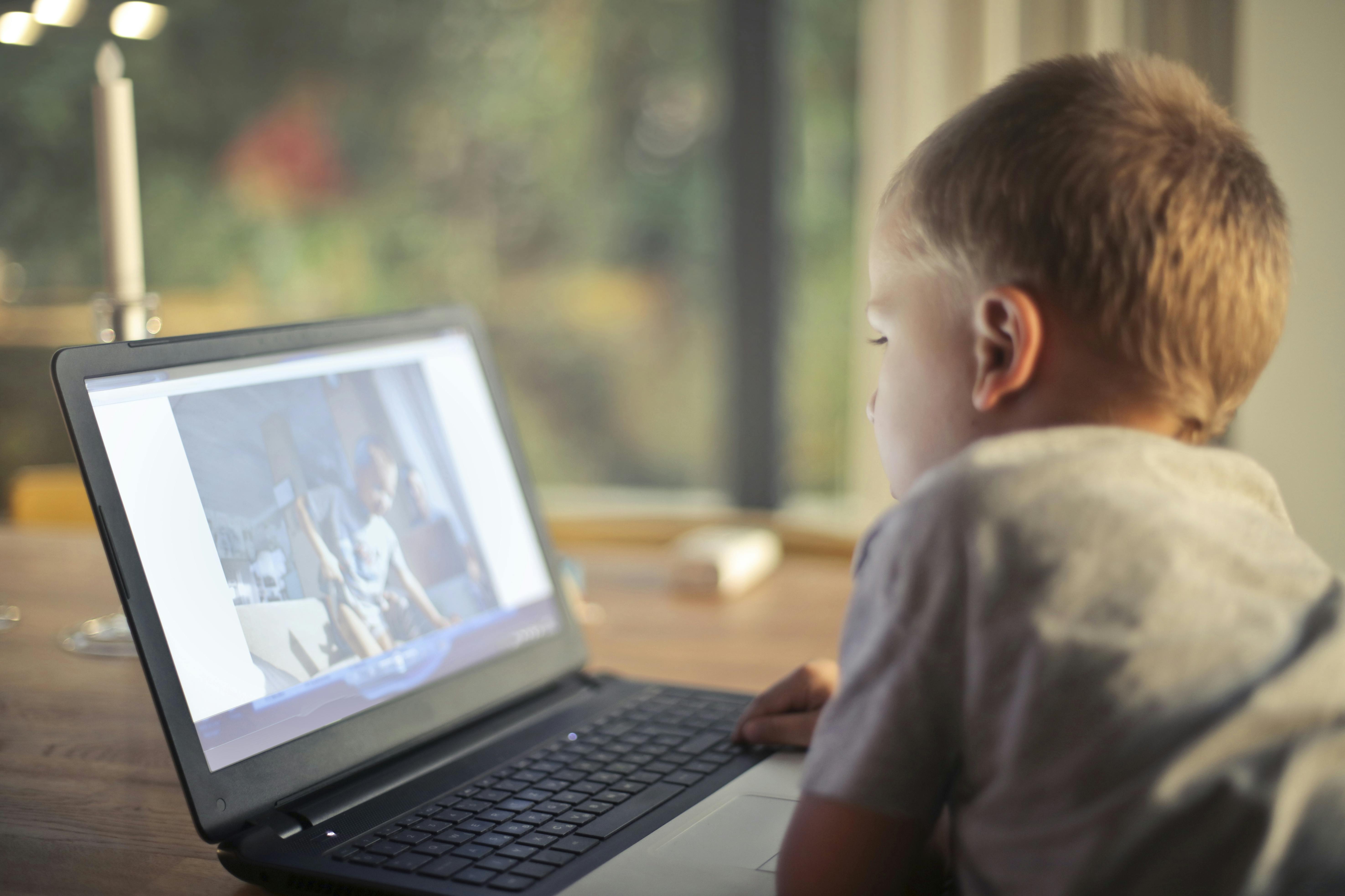 Boy Watching Video Using Laptop · Free Stock Photo