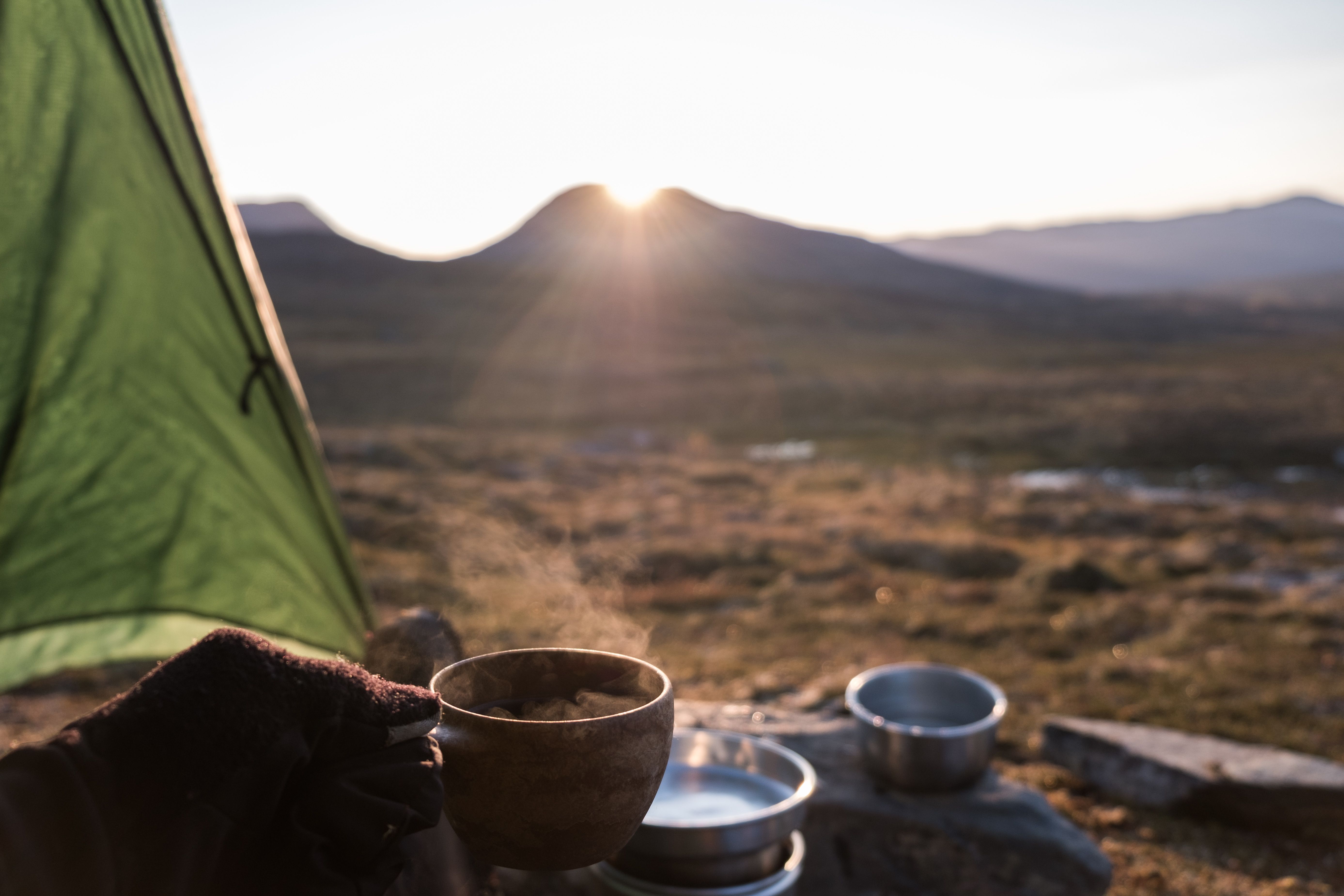 Morning coffee at the camper pitch