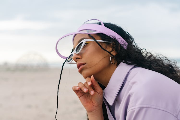 Portrait Of A Woman With White Sunglasses