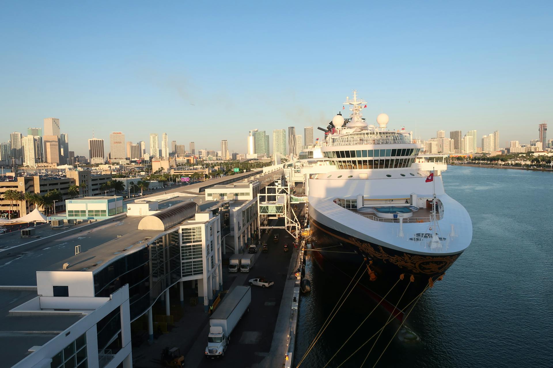 A Disney Cruise Ship Moored in a Port