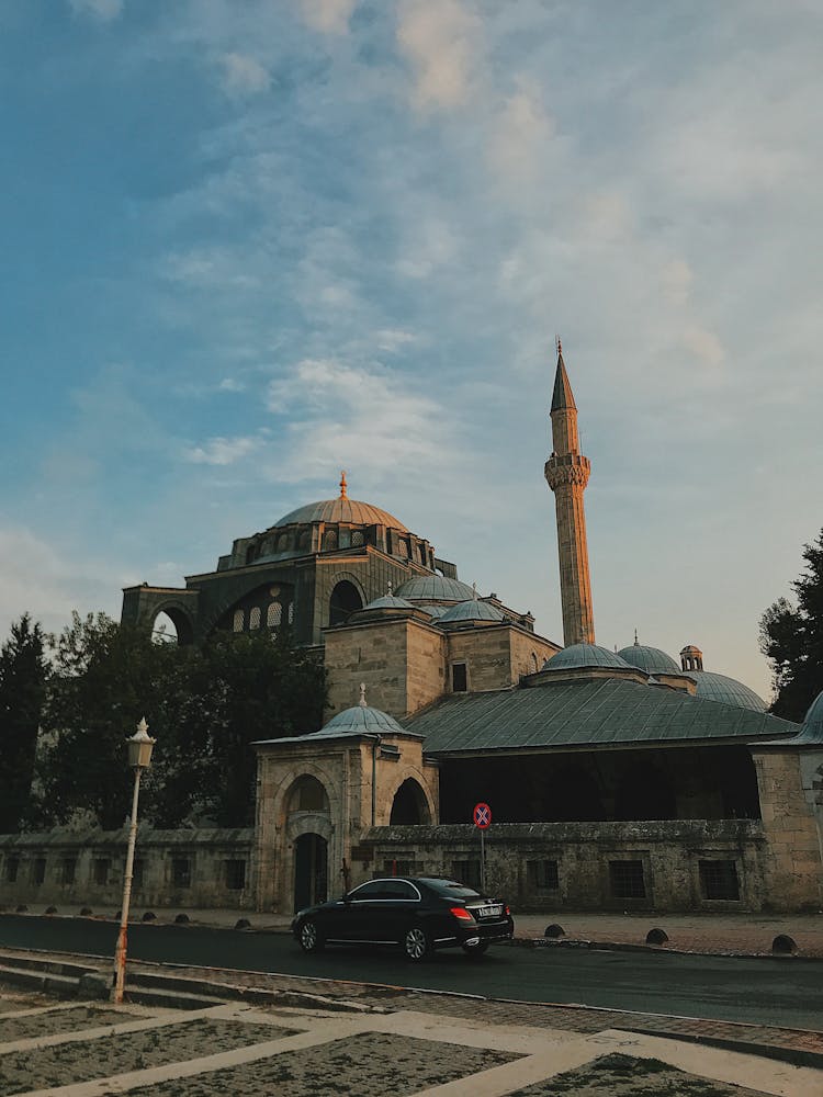 A Car Passing By The Kilic Ali Pasa Mosque