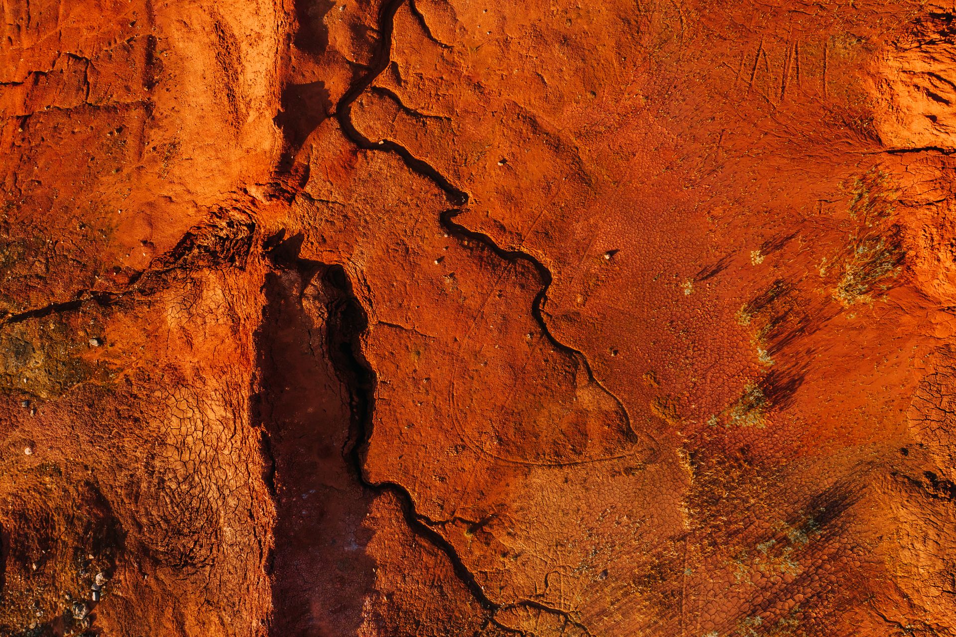 Drone Shot of Cracks on Land