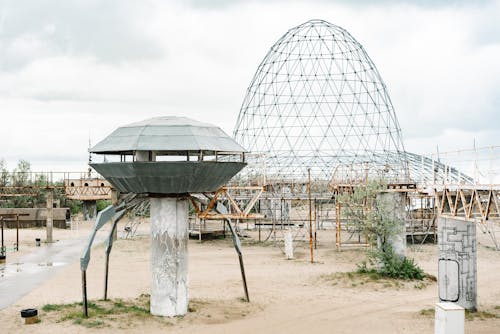 Free Metal Construction on a Beach Stock Photo