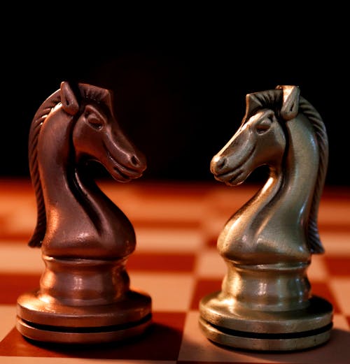 Close-up of Chess Figures on Board