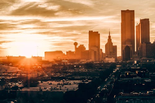 Free Bird's Eye View of City During Sunset Stock Photo